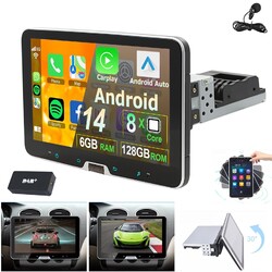 6+128G Android 14 Carplay Autoradio 1 DIN 8-Core Navi Drehbar Bildschirm 4G DAB+