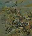 Arie Lamdan geboren 1944 in Israel Pastell Landschaft Wüste Stillleben Objekte