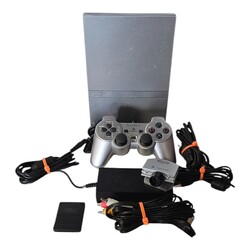 Playstation 2 / PS2 Konsole Slim - Silber mit 1 Controller - Memorycard