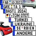 Kfz Kennzeichen Aufkleber für Baby Racer Rutscher Kinder Fahrzeuge