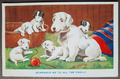 Kunstpostkarte, Hunde, Tiere, Humor ""Erinnere mich an die ganze Familie"", Grüße 1935