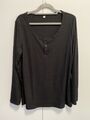 Langarm Shirt schwarz mit Knöpfen Gr. L