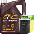 MANN-FILTER ÖLFILTER + 5 LITER 5W-40 MOTORÖL MANNOL EXTRME API SN CF ACEA A3/B4