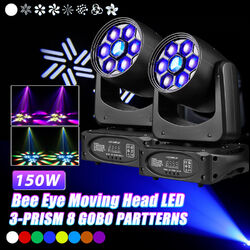 4X 150W 8 Gobo 3 Prisma LED Disco DMX Bühnenlicht Beam Moving Head RGBW Strahler