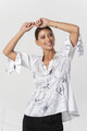 ELISA CAVALETTI Bluse weiß Blumenmuster Gr. S  Sommer