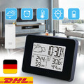 LCD Digital Hygrometer Thermometer Baromet Funk Wetterstation Außensensor Wecker