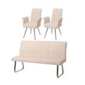 B-Ware Esszimmer-Set MCW-G55, 2er-Set Stuhl+Sitzbank 180cm, Stoff, creme