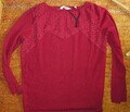 NAF NAF  langarm Bluse Shirt XL 40 38 Rot mit Spitzen Viskose Polyamid BW
