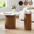 2er Set Couchtisch Marmorierung Kaffeetisch Beistelltisch Sofatisch Nachttisch
