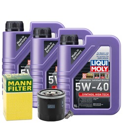 Motoröl 5W40 LIQUI MOLY Synthoil High Tech 3L+MANN Ölfilter+Ölablassschraube