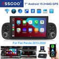 DAB+ 7" Autoradio Android 15 Für FIAT PANDA 2013-2020 Carplay GPS WIFI KAM 2+64G