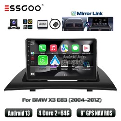 Carplay 2+64G Android 13 Autoradio GPS SAT NAV RDS Cam Für BMW X3 E83 2004-2012