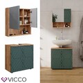 Badmöbel-Set Irma Eiche Grün 2-teilig Spiegelschrank 60 cm Vicco