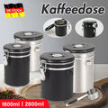 1,8L/2,8L Kaffeedose Edelstahl Behälter für 1kg Kaffeebohnen inkl. Dosierlöffel