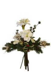 Kunstblumenstrauß weiß Flach Amaryllis 60cm Winter Handarbeit Winterdekoration