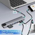 USB C Hub 8 in 1 Adapter 4K HDMI USB 3.0 Micro SD RJ45 Ethernet Netzwerk Macbook