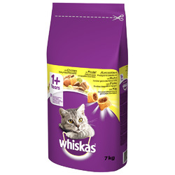 WHISKAS Adult 7kg - Katzentrockenfutter mit Huhn und Gemüse