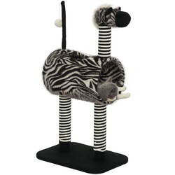 Kratzbaum, Katzenbaum im Zebra-Design, Kletterbaum mit Katzentunnel, Spielbaum