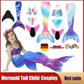 Kinder Meerjungfrau Schwanz mit Monoflosse Schwimm Bikini Set Badeanzug Kostüme