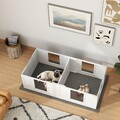 PawHut Hunde-Wurfbox mit klaren Paneelen, waschbar, 164 x 80 x 48cm