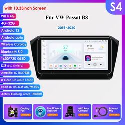 Carplay Android12 Autoradio Für Passat B8 2015-2021 GPS NAVI BT5.0 WIFI SWC DAB+