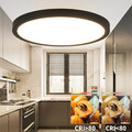LED Deckenleuchte Flach 15W Badlampe Warmeweiß Schlafzimmer Küchen Ø17cm Schwarz