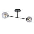 Deckenlampe Deckenleuchte Wohnzimmer 55 cm Schwarz Graphit E14 Rauchglas Metall