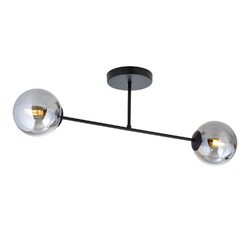 Deckenlampe Deckenleuchte Wohnzimmer 55 cm Schwarz Graphit E14 Rauchglas Metall