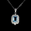 925 Sterlingsilber Halskette Oktagon Schweizer Blau Topas 7x5mm Edelstein 18