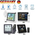 Wetterstation Funk Mit Farbdisplay Thermometer Außensensor Digitale Wecker DHL