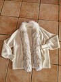 Selfie Couture Strickjacke FAKEFUR Kunstfell Creme Weiß S