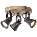Brilliant 82234/46 Seed 3er Spotrondell Metall/Holz schwarz Deken Lampe Leuchte 