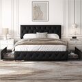 Polsterbett Doppelbett 160 x 200 cm aus Kunstleder Bettrahmen mit 2 Schubladen