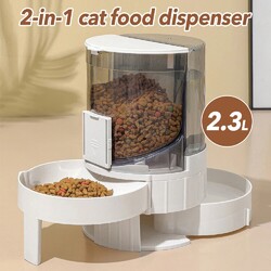 2.3L 2in1 Hunde Katzen Futterspender Wasserspender Futter Wasser Napf Automat DE