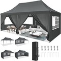 Pavillon 3x6 Festzelt Faltpavillon Gartenzelt Wasserdicht 6 Seitenteilen Schwar/