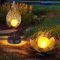 Solarleuchte Außen Gartenlampe Lotusblume Feuer Effekt Glas Kugel LED 2er Set