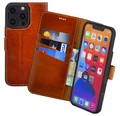 Hülle für iPhone 16 Pro Max 6.9" Tasche Book Case Echt Leder Schutz Cover Cognac