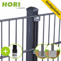 HORI Doppelstabmattenzaun Anthrazit Zaun Pfosten Gittermatten Garten Set 6/5/6