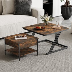 2er Set Couchtisch Marmor Kaffeetisch Beistelltisch rund Sofatisch Wohnzimmer