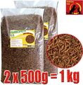 Ambiopet Mehlwürmer getrocknet 2 x 500g für Nager Vögel Reptilien Fisch Koi Igel