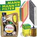 MANN INSPEKTIONSPAKET+TOTAL 5W-30 ÖL passend für CITROEN C3 PEUGEOT 308 1.6 HDI