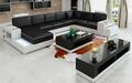 Ecksofa U-Form Sideboard Couchtisch Couch Design Schwarz Polster Leder Modern