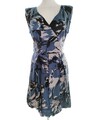 Warehouse  Größe 12 (40) Blau Knielang A-Linien Kleid Seide 100% Ärmellos
