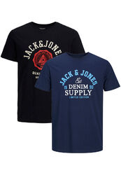 Herren JACK & JONES Logo T-Shirt 2-er Stück Pack Rundhals Kurzarm Set