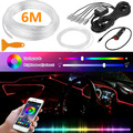 6 M Auto RGB LED Ambientebeleuchtung Fußraumbeleuchtung Lampe APP Kontrolle 12V