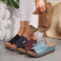 Damen Sandalen Keilabsatz Schlappen Pantoletten Slippe Sommerschuhe Sandaletten