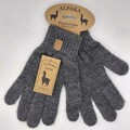 Alpaka Damen  Strick Finger Handschuhe sehr warm Anthrazit viel Wolle