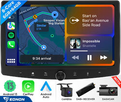 DAB+ 10.1 Zoll Android 13 8Kern 6+64 Autoradio 2 DIN mit GPS Navi RDS DSP 4G LTE
