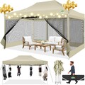 Faltpavillon 3x4,5M Wasserdicht Pop Up Partyzelt Faltbar mit 4 Netz-Seitenwänden