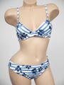M&S Bikini-Slips blau weiß mit Blumenmuster gepolstert Tauchoberteil/Faltbar/Krawatte Mix Match